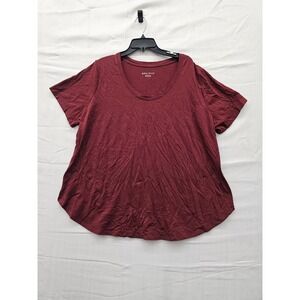 Ava & Viv Womens 2X Burgundy Scoop Neck Short Sleeve T-Shirt Cotton Modal